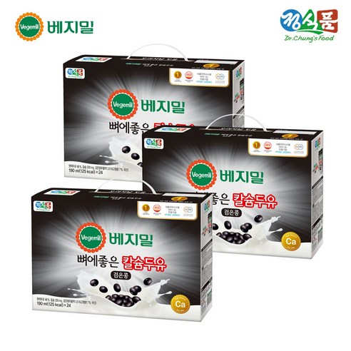 베지밀 뼈에좋은 칼슘 두유 검은콩 190ml,72팩(선물용), 190ml, 72개