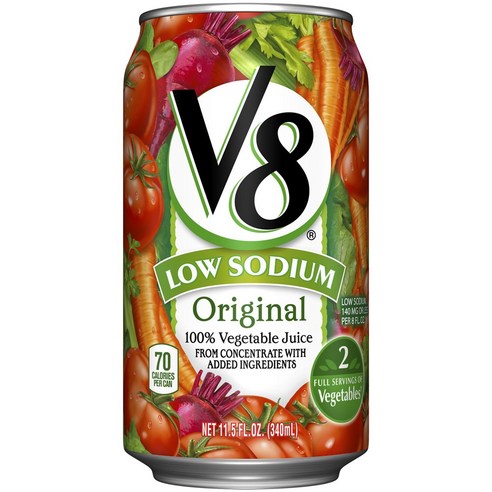 브이8 오리지널 베지터블 주스 로우 소듐, 1개, 340ml