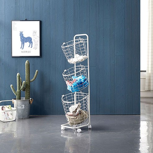 사계절공간연출3단이동식빨래바구니/분리수거함장남감정리함, 이동식3단바구니 화이트(1개)