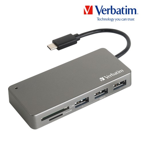버바팀 USB3.1 허브 플러스 타입C OTG 카드리더기, 그레이 c타입sd카드리더기