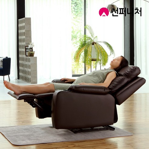 썬퍼니처 가구 1인용 수동 리클라이너 소파 7104 가죽 쇼파 독립스프링 컵홀더 방문설치, 7104수동 초코브라운(10월초순 입고)