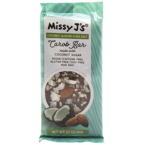 Missy J''s 캐럽 바 코코넛 아몬드 앤 씨 솔트, 60g, 1개
