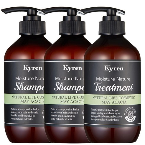 키렌 모이스처 네이처 샴푸2개+트리트먼트1개 메이아카시아향 500ml, 1세트