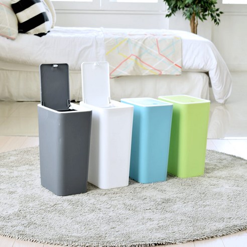 홈스웰 ONE BIN 원터치 인테리어 휴지통 8L, 화이트, 1개