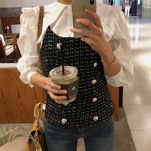 떳다그녀 프릴케이프 체크뷔스티에 세트