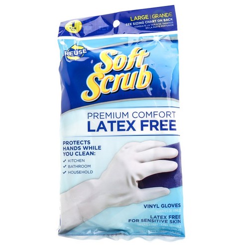 Soft Scrub 프리미엄 컴포트 라텍스 프리 비닐 글러브 라텍스장갑 니트릴장갑 L, 1개입, 1개