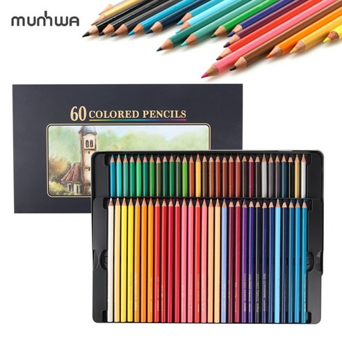 수성흑연 문화 60색 틴 색연필 다양한 색으로 풍성한 창작을 위해