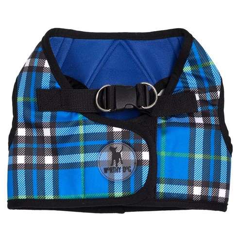더월씨독 프린티드 사이드킥 애견 하네스, Blue Plaid