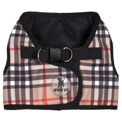 더월씨독 프린티드 사이드킥 애견 하네스, 1개, Tan Plaid