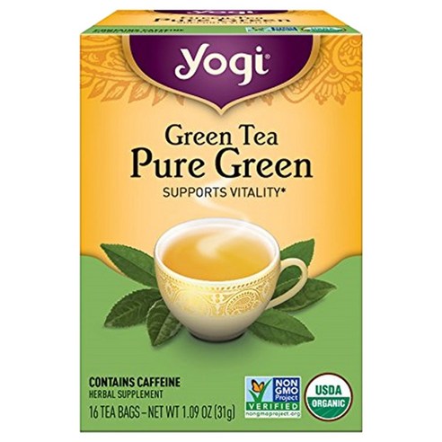 요기티 그린 티, 16개입, Pure Green, 1.9g, 16개입