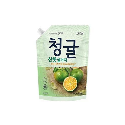 참그린 청귤 산뜻 설거지 주방세제 리필, 970ml, 1개