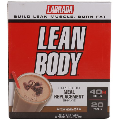 라브라다뉴트리션 린 바디 하이-프로틴 식사 대용 쉐이크 단백질 보충제 초콜릿, 1개, 1.58kg