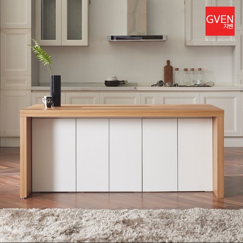 GVEN 지벤 라이나 H형 1800 아일랜드 식탁, 선택4 멀바우그레이:상판유리구매