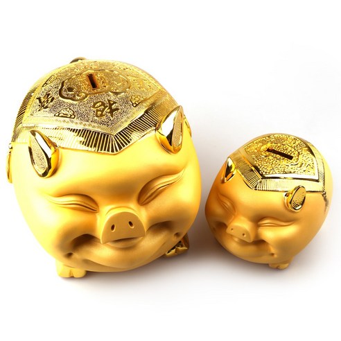 크리에잇투 복을 부르는 황금돼지장식 저금통 - 돼지 장식과 편리한 화포 기능을 갖춘 고객들의 만족도가 높은 제품