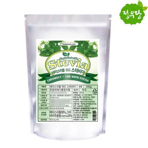 정우당 에리스리톨 위드 스테비아, 200g, 4개