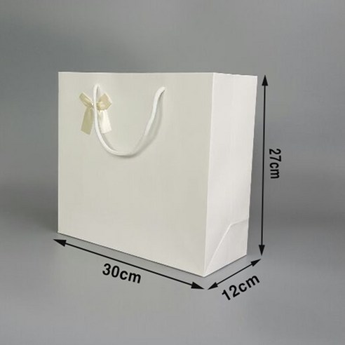 고급 종이쇼핑백 5p 비닐코팅종이백 종이가방 선물용 쇼핑백 선물가방, 14.화이트리본30x27-대형(5장)SAF55