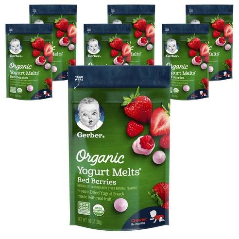 Gerber 요거트 멜츠 어린이 동결건조과일 8+ 먼스 28g, 레드 베리(Red Berries), 7개입