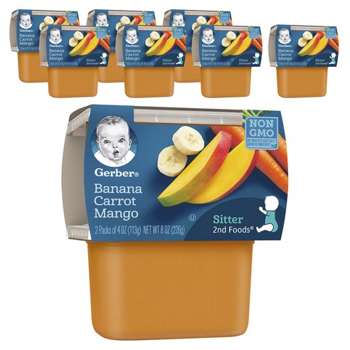 거버 어린이 과일퓨레 113g 2개입, 바나나 + 당근 + 망고(Banana + Carrot + Mango), 226g, 8개
