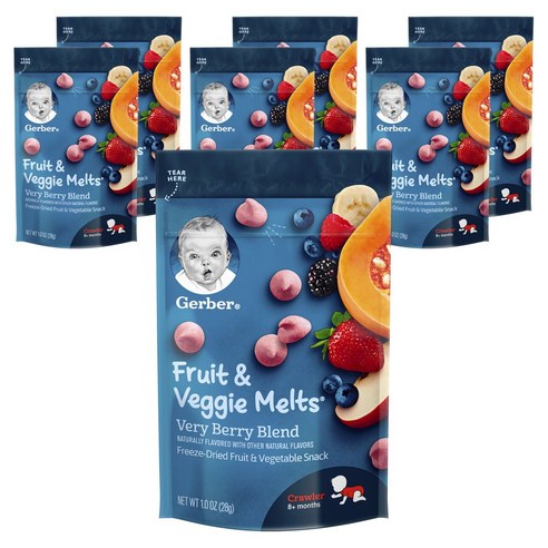 거버 프루트 & 베지 멜츠 어린이 동결건조과일 28g, 베리 블렌드(Very Berry Blend), 7개