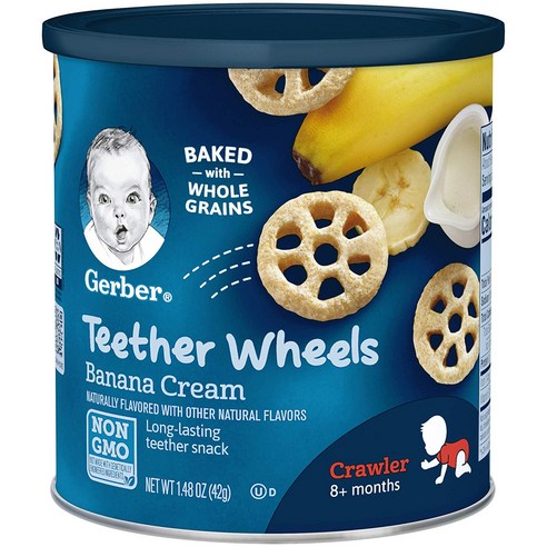 Gerber 그래듀에이트 와플 휠 퍼프 그레인 스낵 42g, 3개, 바나나 크림 (Banana Cream)