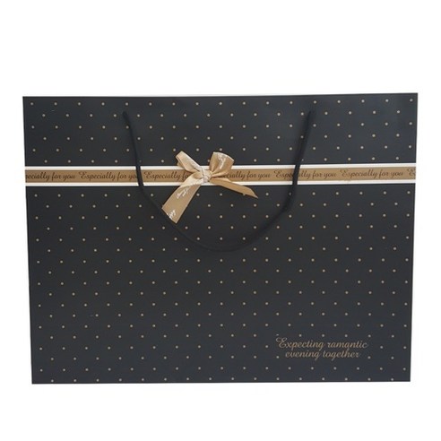 쇼핑백 종이가방 선물가방 선물용쇼핑백 종이쇼핑백, 16.도트블랙리본-특대형(낱개1장)SAU57
