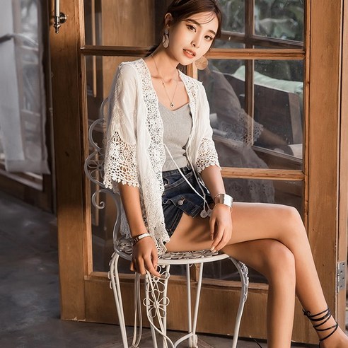 쇼룸 피콕레이스가디건