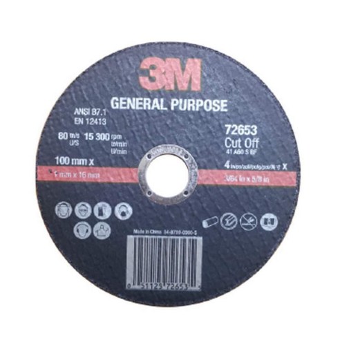 3M 절단석 그라인더날 72653 보급형 4인치 철/스텐 작업용, 25개