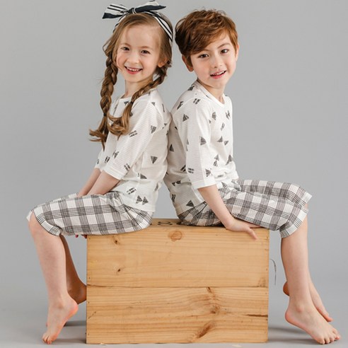 캐릭모아키즈 유아 아동 주니어 내의 내복 실내복 잠옷 쟈가드 7부 세모나라