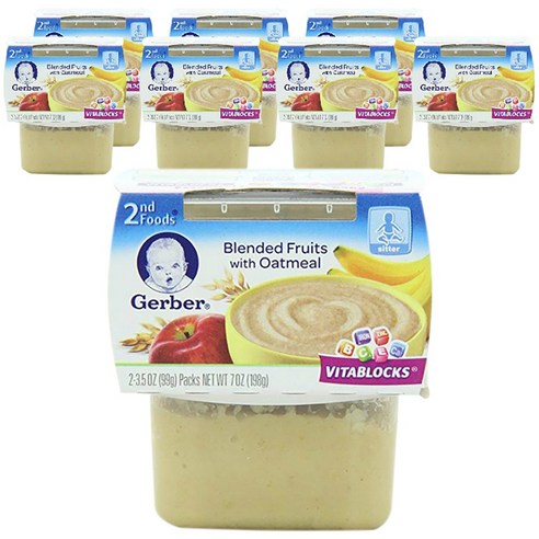 거버 어린이 과일퓨레 226g, 혼합 과일 위드 오트밀(Blended Fruits With Oatmeal), 8개