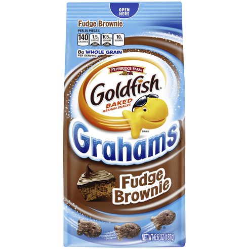 페퍼리지팜 골드피시 베이크드 스낵 크래커 그레이엄 187g, 1개, 퍼지 브라우니(Fudge Brownie)