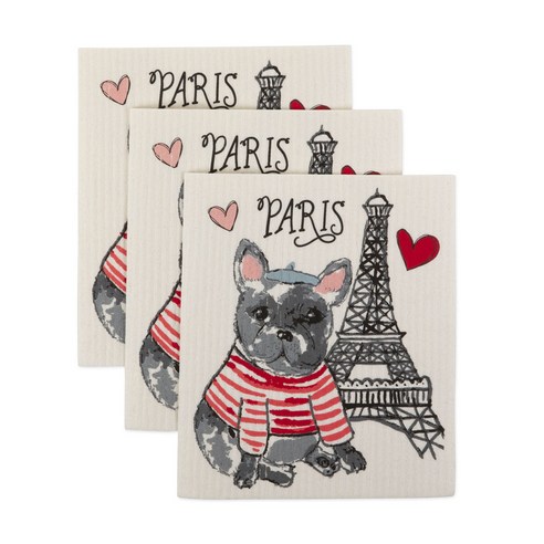 Design Imports 스웨디쉬 디쉬클로스 키친크로스, 3개, Dog In Paris