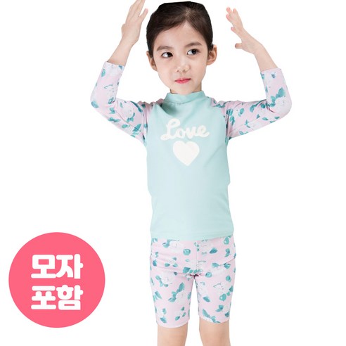 여아용 래쉬가드 유아용 아동 수영복 / P샤린(모자포함)