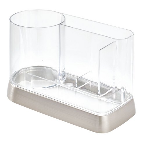 iDESIGN 헤일리 배니티 오거나이저, Clear + Brushed, 1개