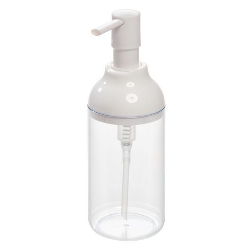 iDESIGN 핀 솝 펌프 욕실 디스펜서, 1개, Clear + White