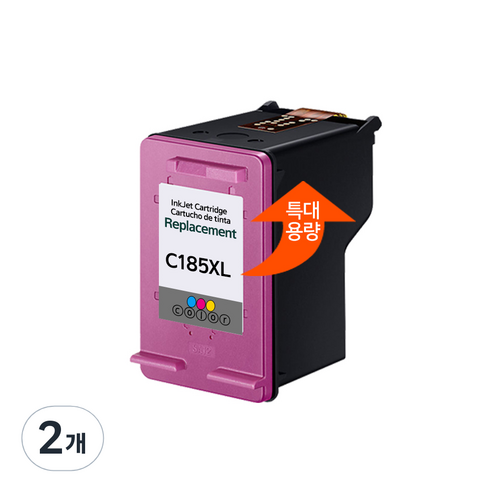 [삼성] INK-M185 INK-C185 특대용량 재생잉크 SL-J1680 SL-J1683 SL-J1685 SL-J1780W SL-J1785W 검정칼라, 칼라 (특대용량), 2개
