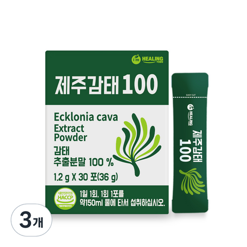 힐링 제주감태100 추출 건강 분말, 36g, 3개