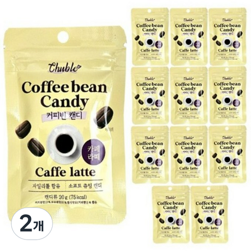 저당 커피사탕 츄블 커피빈 캔디 카페라떼, 240g, 2개
