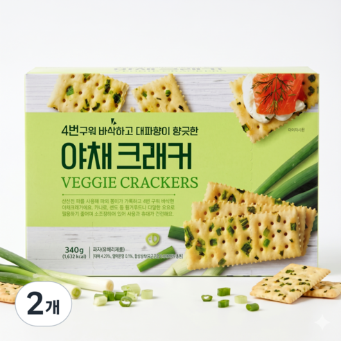 4번구워 더 바삭한 대파향 야채 크래커, 2개, 340g