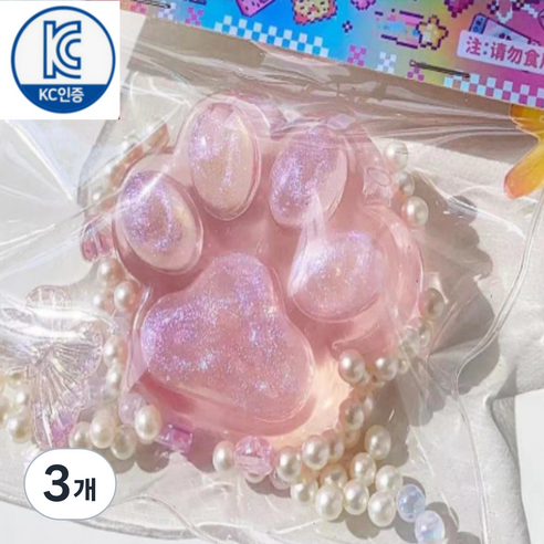 선물 정품 고양이 발바닥 말랑이 스트레스볼 연예인템, 3개, 20g, 핑크