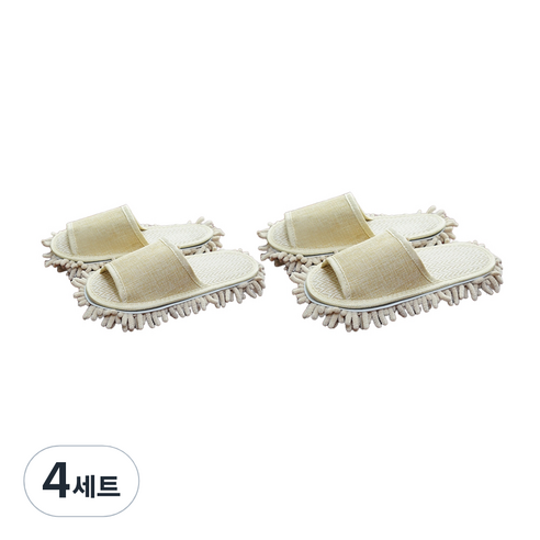 가려거든 간편분리세척 극세사 청소슬리퍼, 라이트브라운 2켤레 (미디움*1 라지*1), 4세트