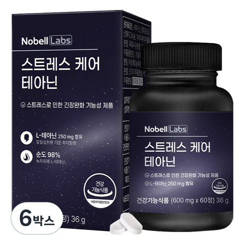 노벨랩스 스트레스 케어 테아닌, 6박스, 60정