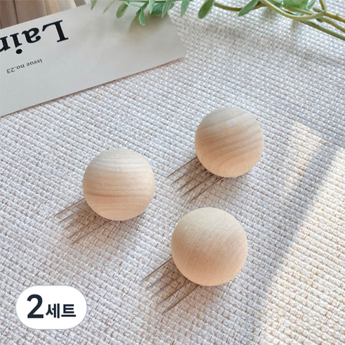 뚜뚜아트 원목 우드 꼭꼬핀 나무 벽걸이 후크 3p, 우든볼 3개 세트, 2개
