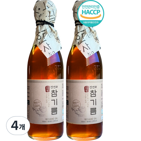 시장쏙 전연화 참기름, 4개, 350ml