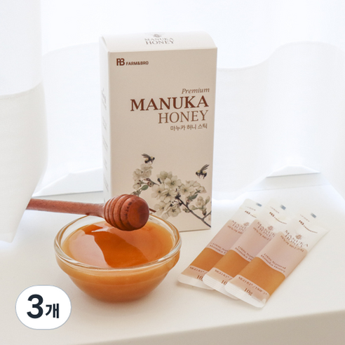 뉴질랜드 마누카허니스틱 MGO83+ UMF5+ 마누카꿀 꿀 다이어트 당뇨 피로회복 선물용꿀 추천, 10g, 3개