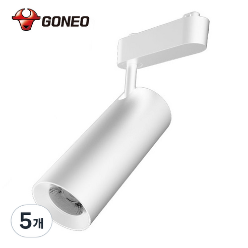 고네오 LED 일체형 레일 트랙조명 24W COB 스포트 플리커프리, 5개, 화이트바디 주백색