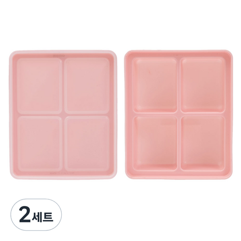 네오실리 국산 프리미엄 실리콘 이유식 채소 냉동틀 아이스트레이, 2세트, 핑크+핑크