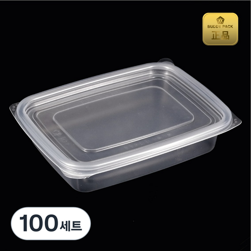 버디팩 투명 밀폐 사각죽용기 소, 100세트, 1개