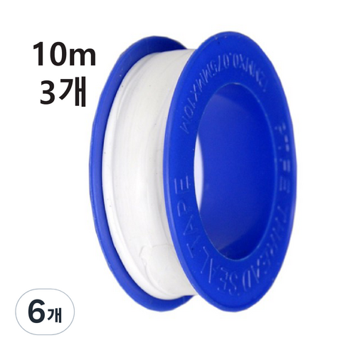 바이트 수도관 테프론 테이프, 12mm x 10m, 6개