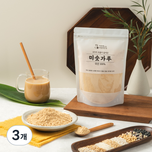 2대째 서울방앗간 국산 엄선된 8곡 미숫가루 선식 아침식사 대용, 3개, 500g