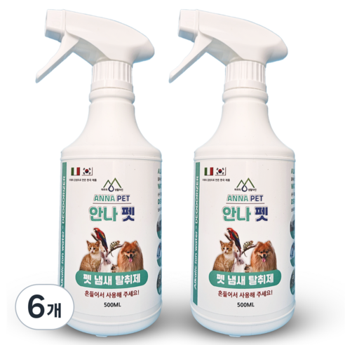 강아지오줌냄새제거 반려견 애견 반려동물 애완견 소변 배변 탈취제 탈취제/소독제, 6개, 500ml